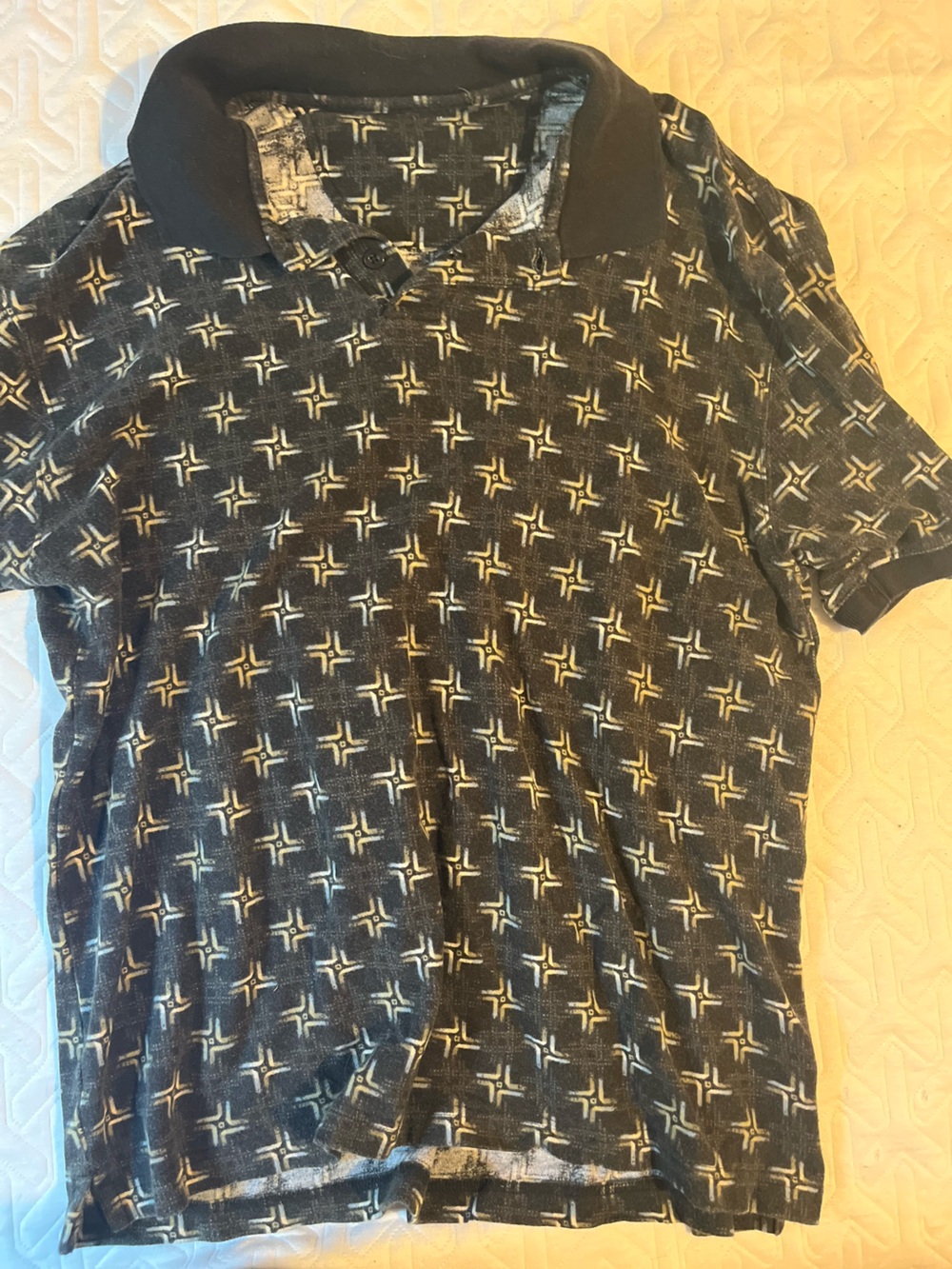Black Patterned short Sleeve Top